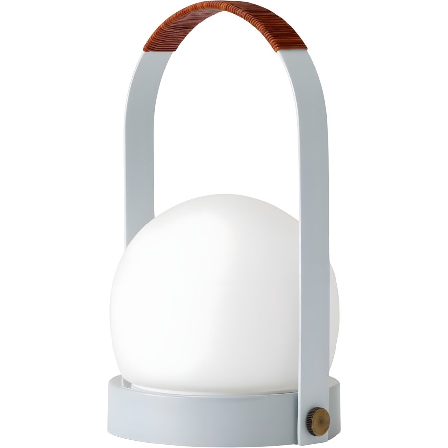 Audo Copenhagen Carrie Akku-Tischlampe H24,5 cm, Leinenblau/Leder