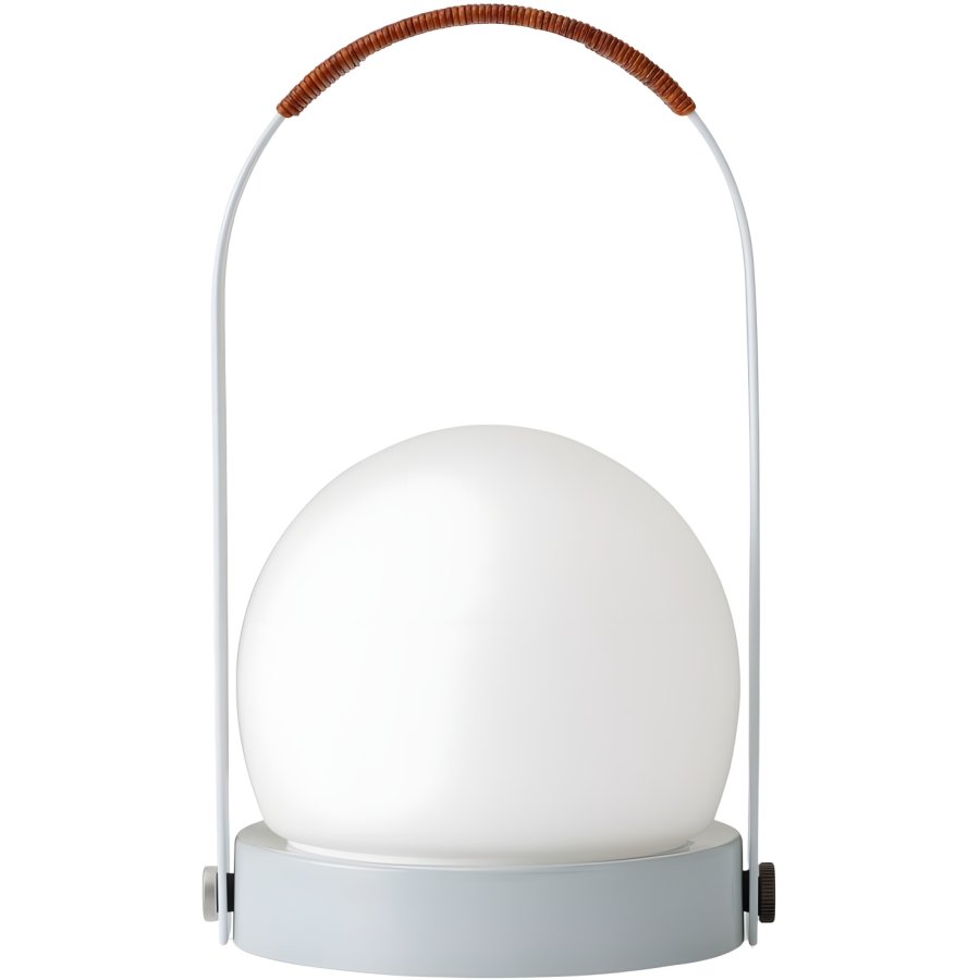 Audo Copenhagen Carrie Akku-Tischlampe H24,5 cm, Leinenblau/Leder