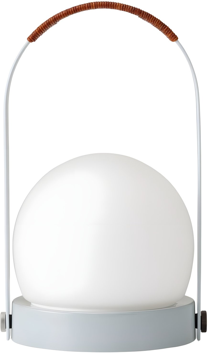 Audo Copenhagen Carrie Akku-Tischlampe H24,5 cm, Leinenblau/Leder