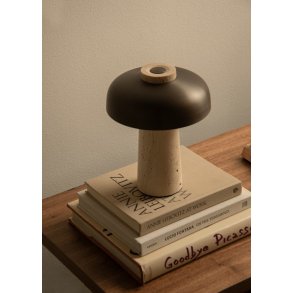 Audo Copenhagen Reverse Trådløs Bordlampe H24,5 cm , Beige/Bruneret Messing