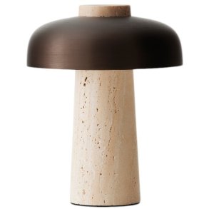 Audo Copenhagen Reverse Trådløs Bordlampe H24,5 cm , Beige/Bruneret Messing
