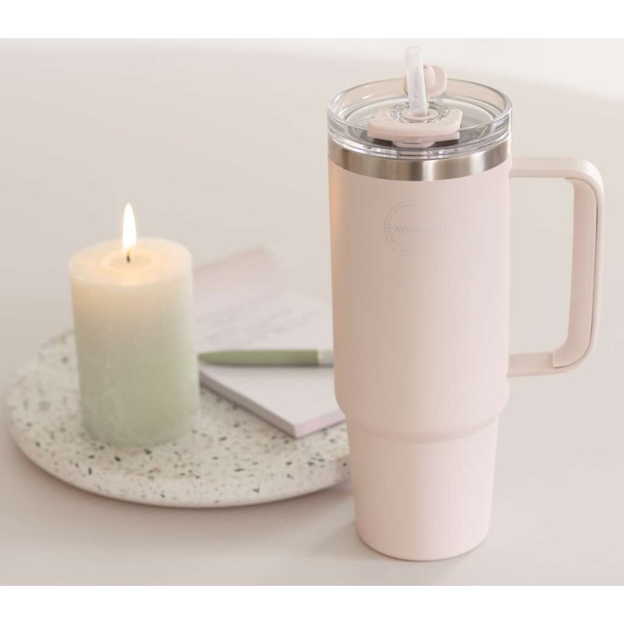 AYA&IDA Thermobecher mit Strohhalm, Soft Rose