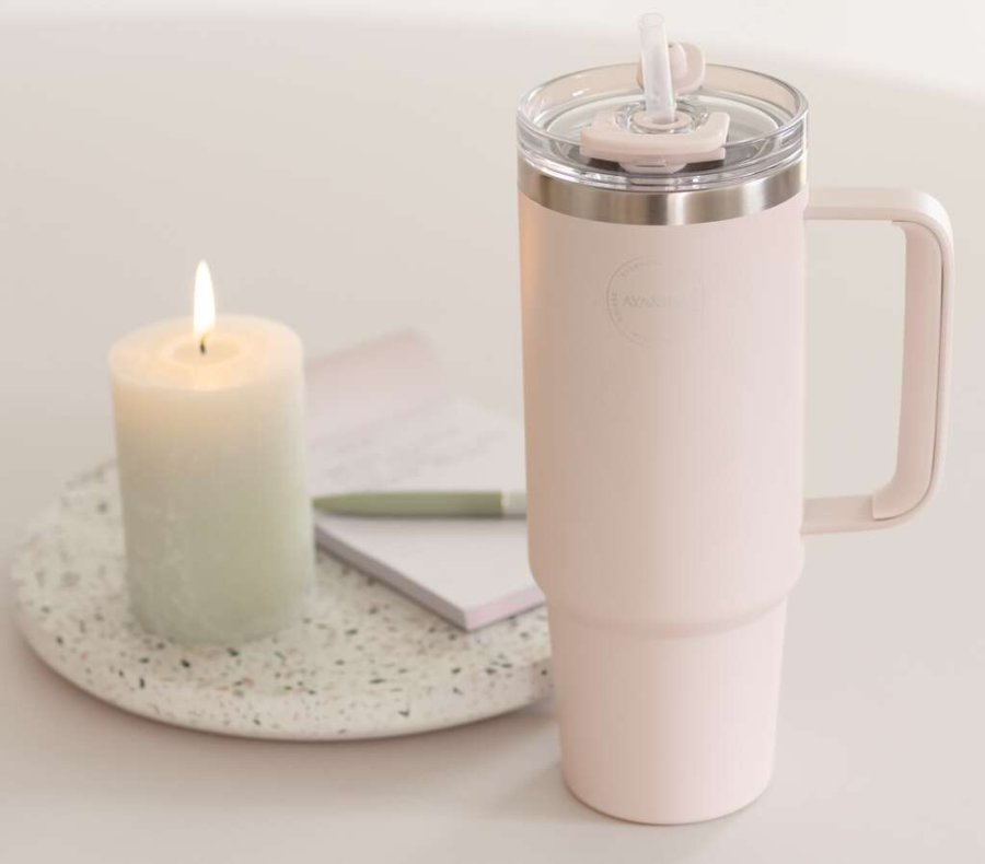 AYA&IDA Thermobecher mit Strohhalm, Soft Rose