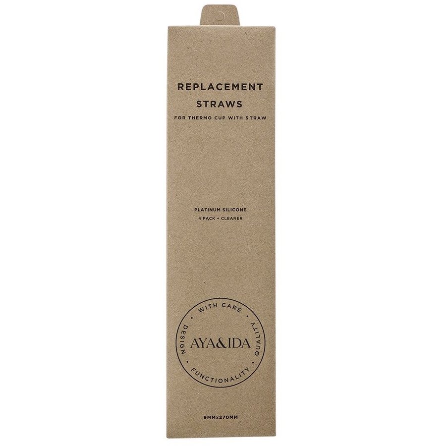 AYA&IDA Stroh m. Reinigungsb&uuml;rste f&uuml;r Thermocup 4er Set, Klar