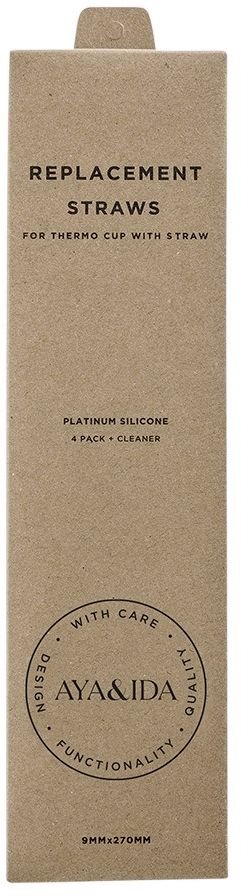 AYA&IDA Stroh m. Reinigungsb&uuml;rste f&uuml;r Thermocup 4er Set, Klar