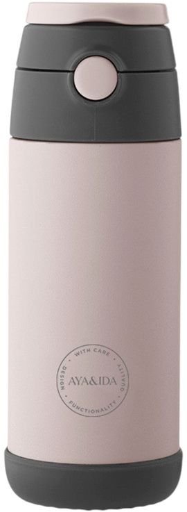 AYA&IDA Kids Trinkflasche mit Strohhalm 350 ml, Soft Rose
