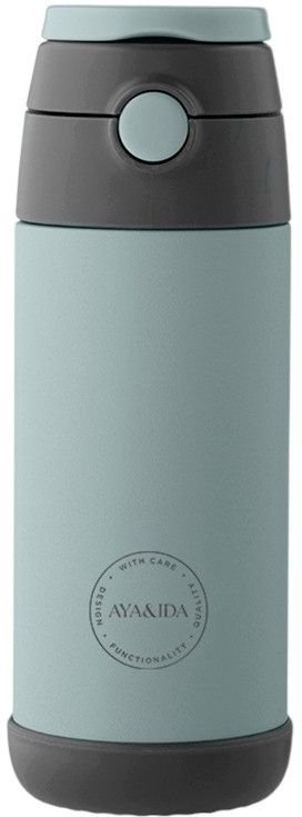 AYA&IDA Kids Trinkflasche mit Strohhalm 350 ml, Mint Grn