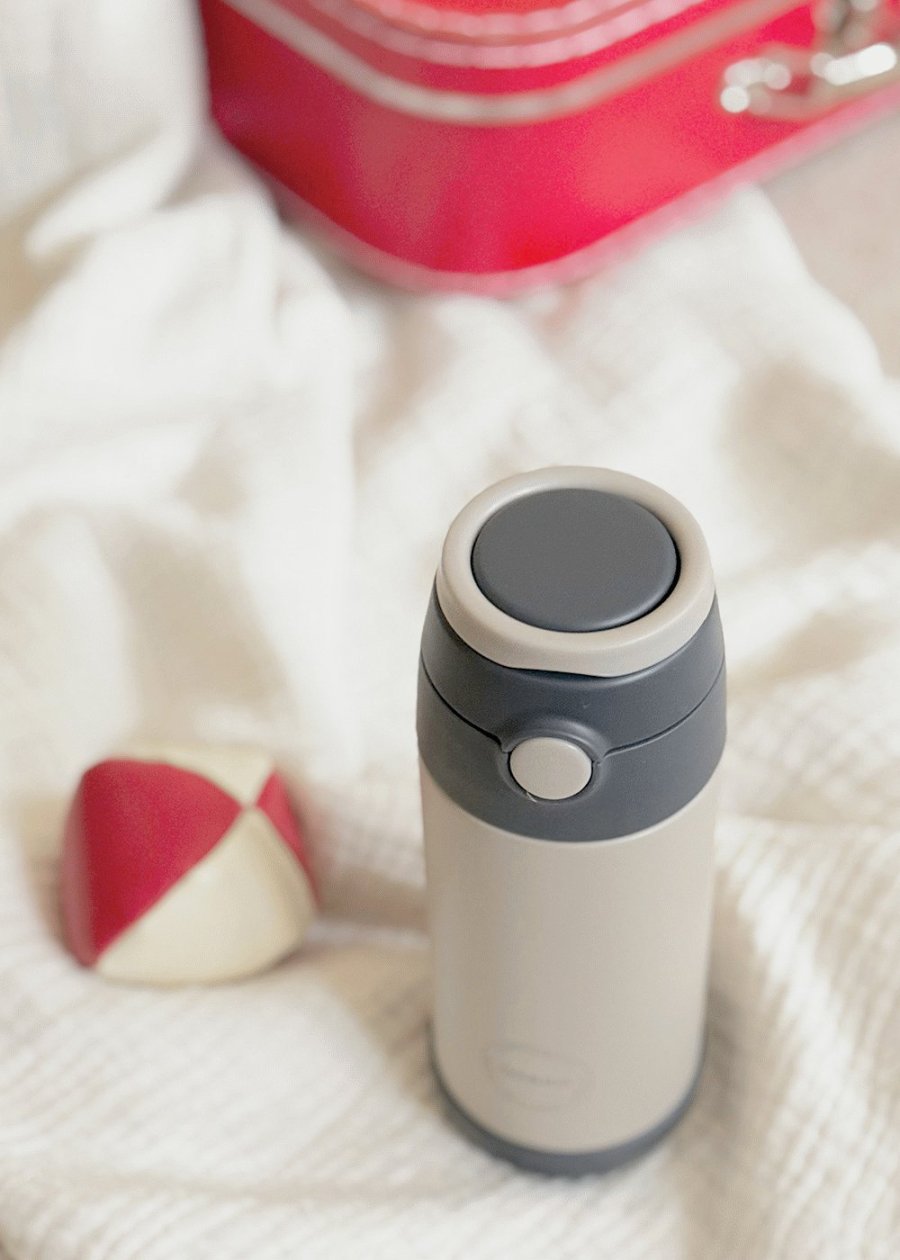 AYA&IDA Kids Trinkflasche mit Strohhalm 350 ml, Cream Beige