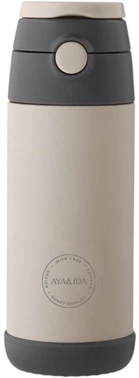 AYA&IDA Kids Trinkflasche mit Strohhalm 350 ml, Cream Beige