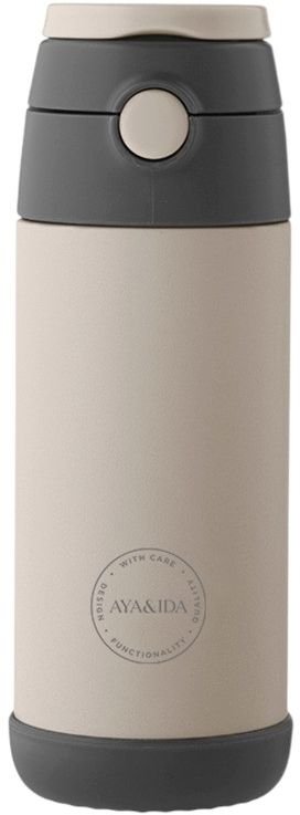 AYA&IDA Kids Trinkflasche mit Strohhalm 350 ml, Cream Beige