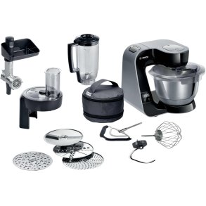 Bosch Serie 4 Kkkenmaskine 1000W inkl. 11 stk. Tilbehr, Sort/Mrkt Slv