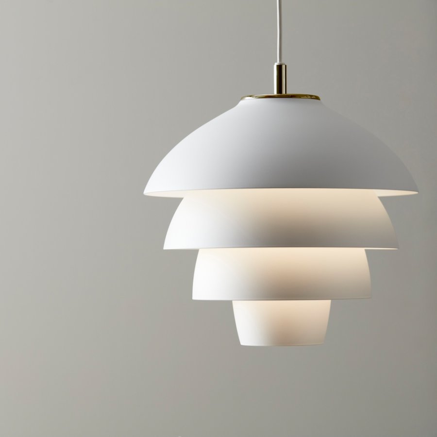 Belid Valencia Pendelleuchte 32 cm, Mattwei/Messing