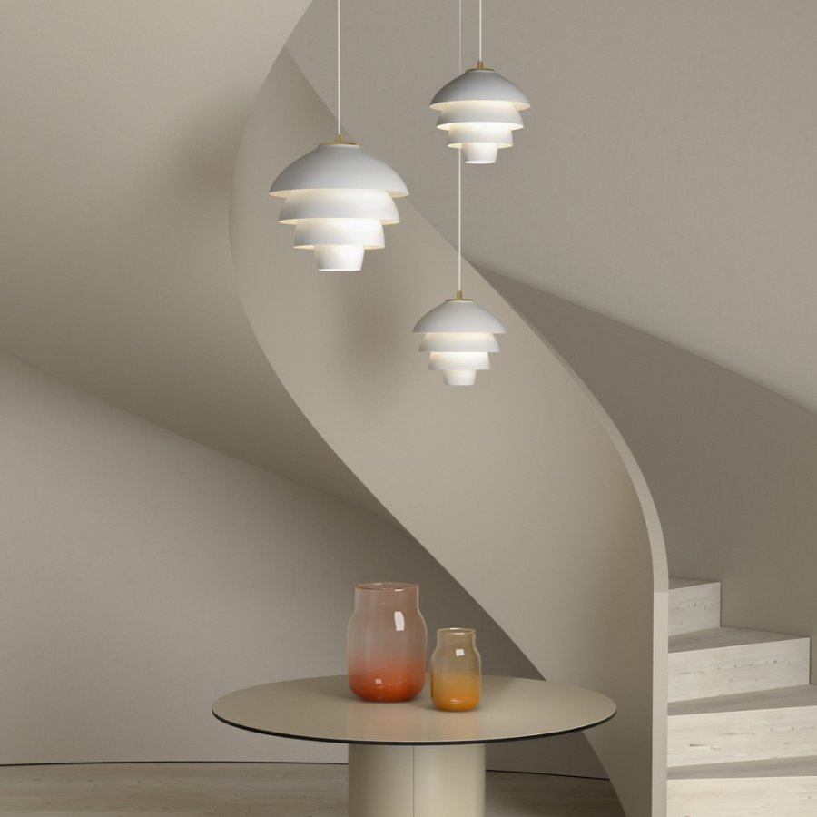 Belid Valencia Pendelleuchte 32 cm, Mattwei/Messing