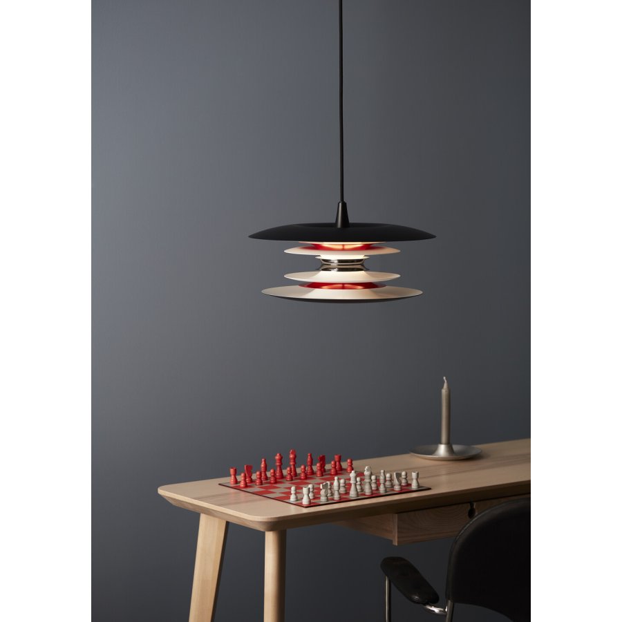 Belid Diablo Pendelleuchte 40 cm, Mattschwarz/Rot glnzend