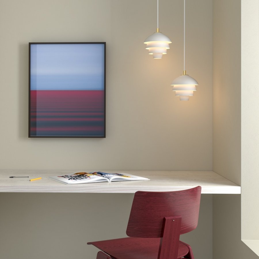 Belid Valencia Pendelleuchte 18 cm, Mattwei/Messing