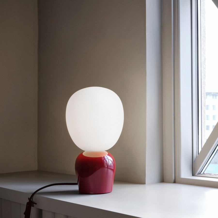 Belid Buddy Tischlampe H33,5 cm, Rot/Opal