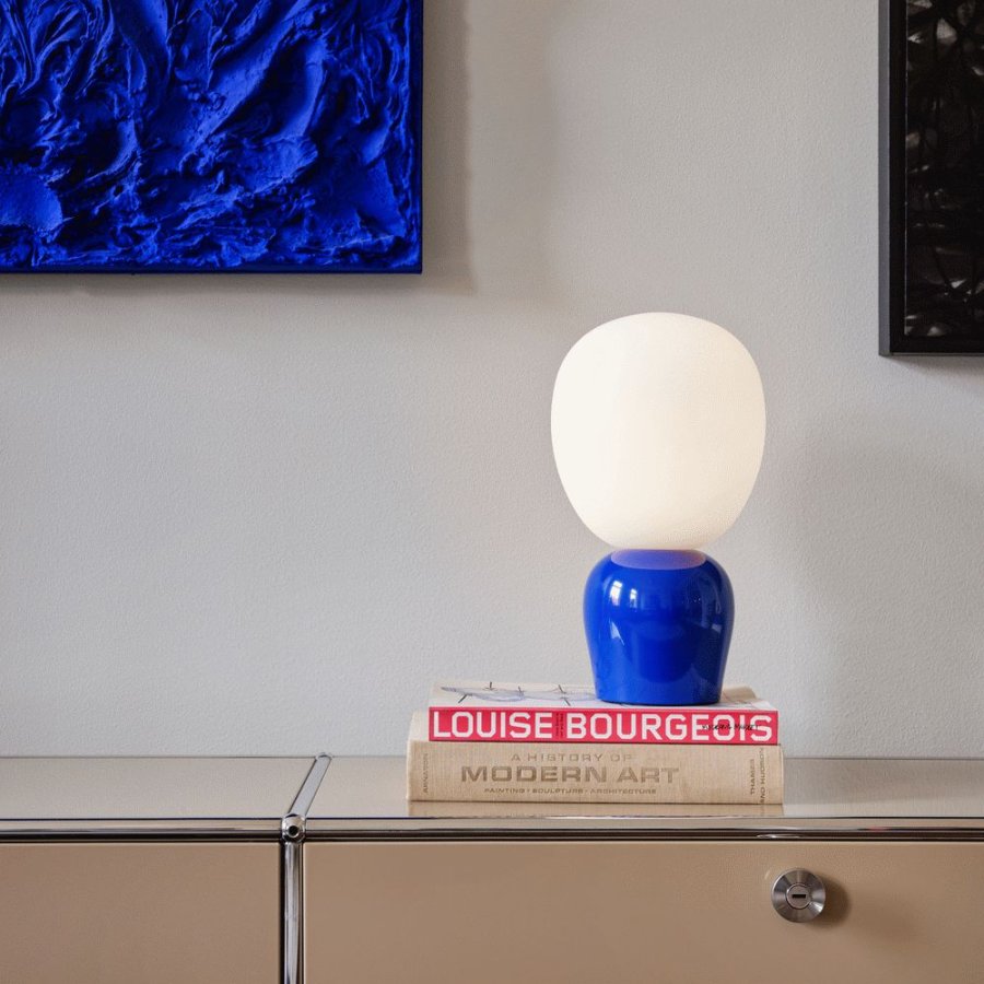 Belid Buddy Tischlampe H33,5 cm, Blau/Opal