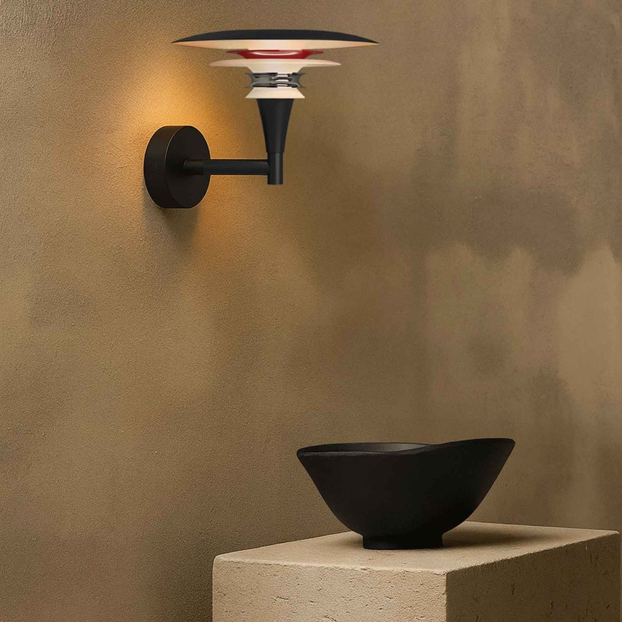 Belid Diablo Wandleuchte 20,8 cm, Mattschwarz/Glnzend Rot