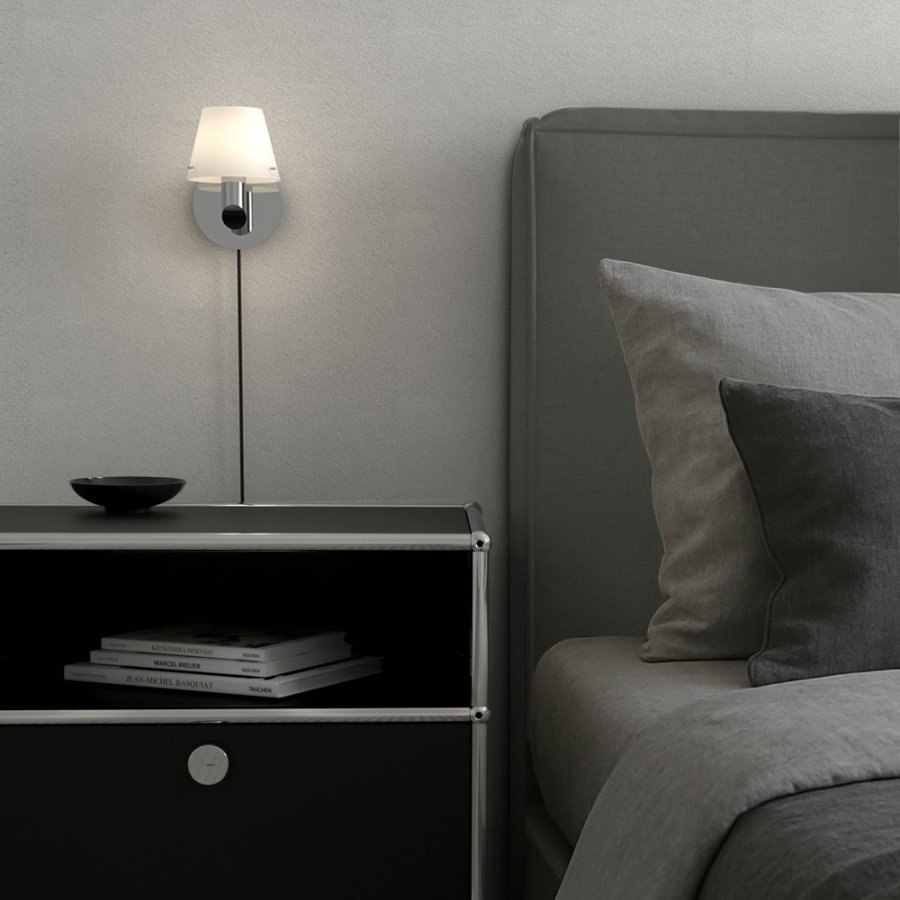 Herstal Gil Wandlampe 14,6 cm, Chrome/Opal