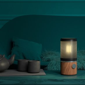 Herstal Jazz Bordlampe H24 cm, Mørk Eg/Mat Sort