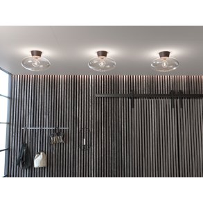 Belid Bullo Plafond Ø27 cm, Brun/Klar Glas