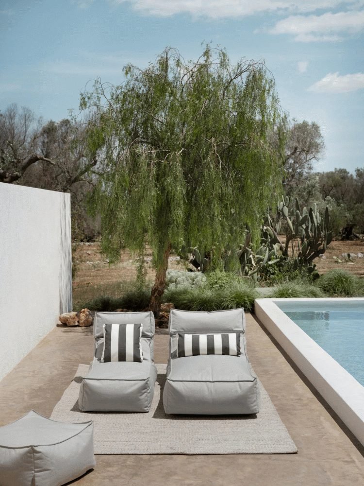 blomus STAY Udend�rs Pude 45x45 cm, Lily Whit/Sort