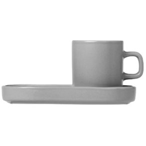 blomus PILAR Espressotasse mit Untertasse 2er Set. 5 cl, Mirage Gray