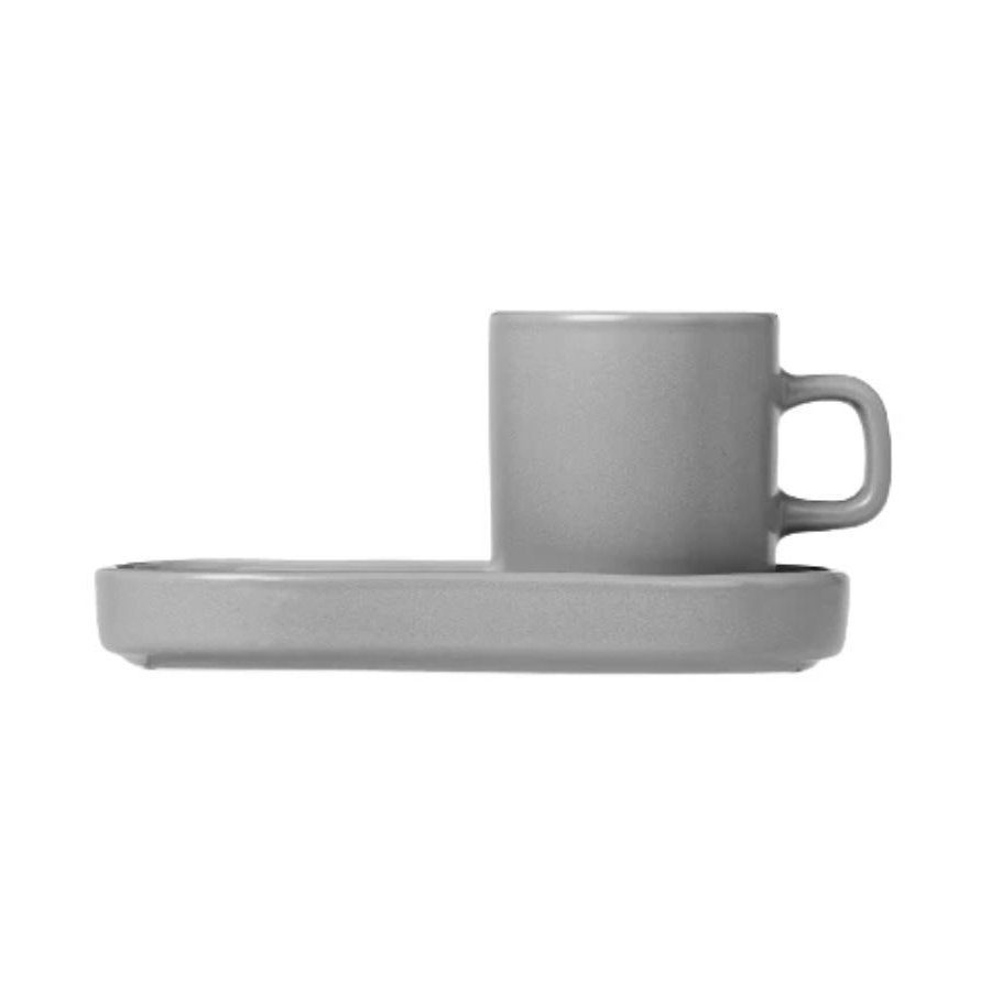 Blomus PILAR Espressotasse mit Untertasse 2er Set. 5 cl, Mirage Gray