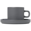 Blomus PILAR Kaffeetasse mit Untertasse 2er Set. 20 cl, Pewter