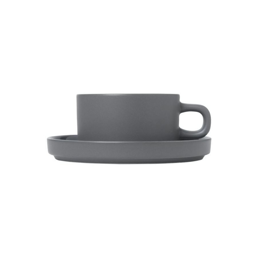 Blomus PILAR Teetasse mit Untertasse 2er Set. 17 cl, Zinn