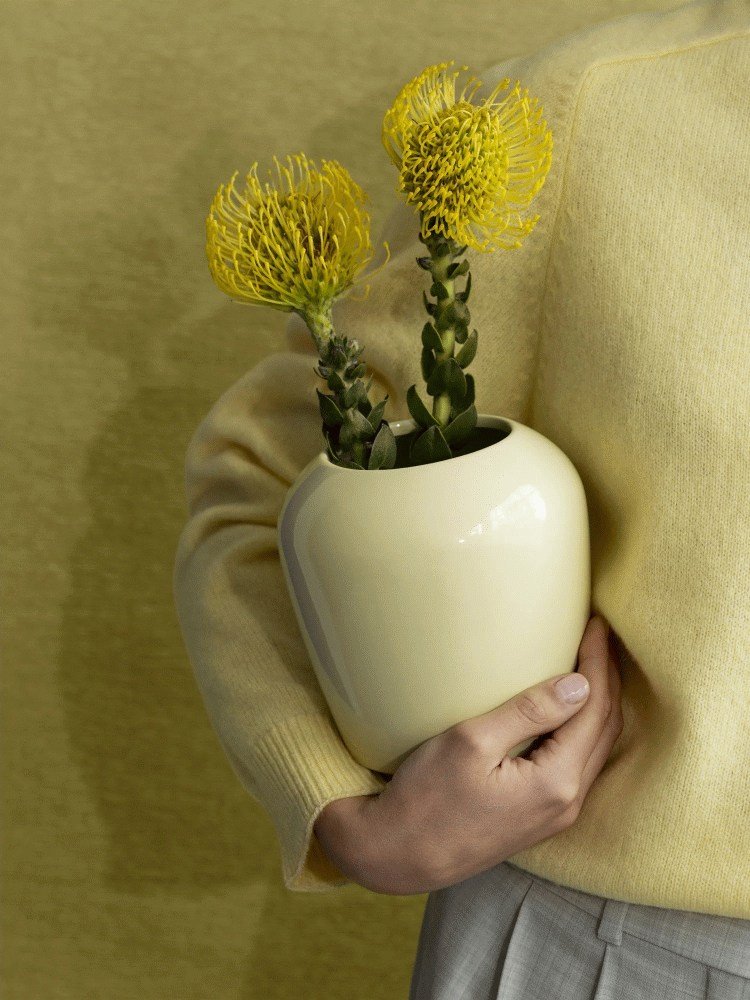 blomus LETA Vase H14 cm, Transparent Yellow