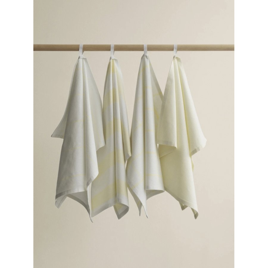 blomus TAULO Geschirrtuch Gestreift 2er Set 50x70 cm, Wei�/Transparent Gelb