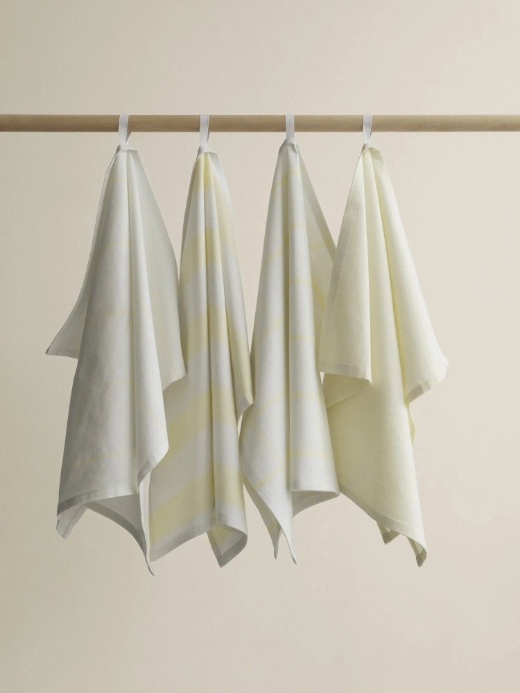 blomus TAULO Geschirrtuch Gestreift 2er Set 50x70 cm, Wei�/Transparent Gelb