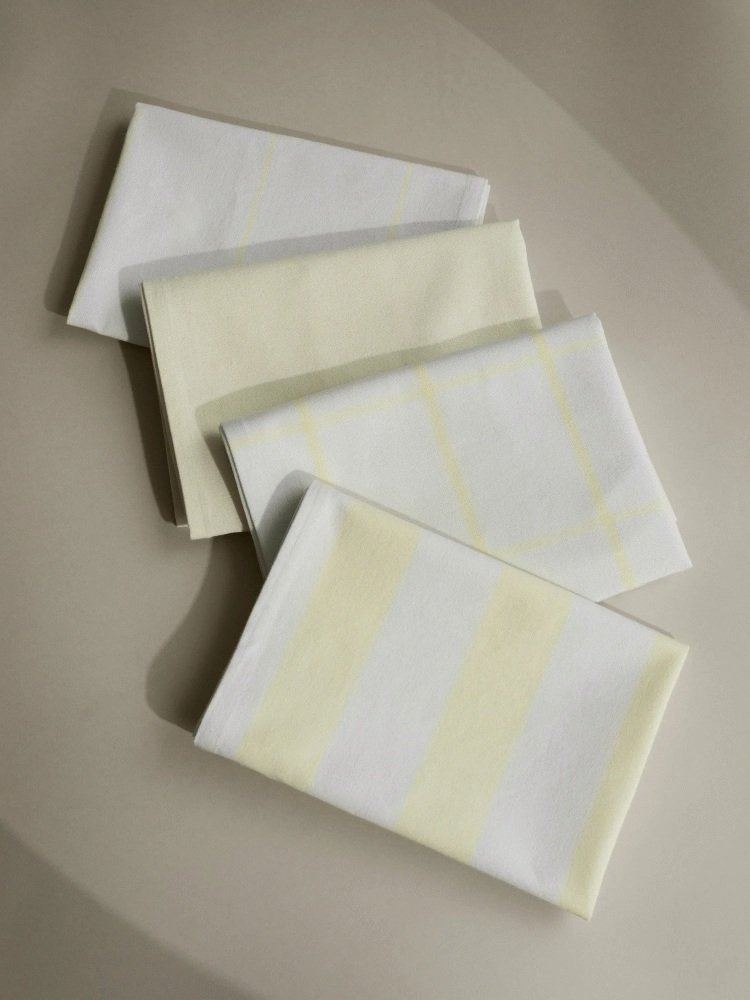 blomus TAULO Viskestykke 2 stk. 50x70 cm, Hvid/Transparent Yellow