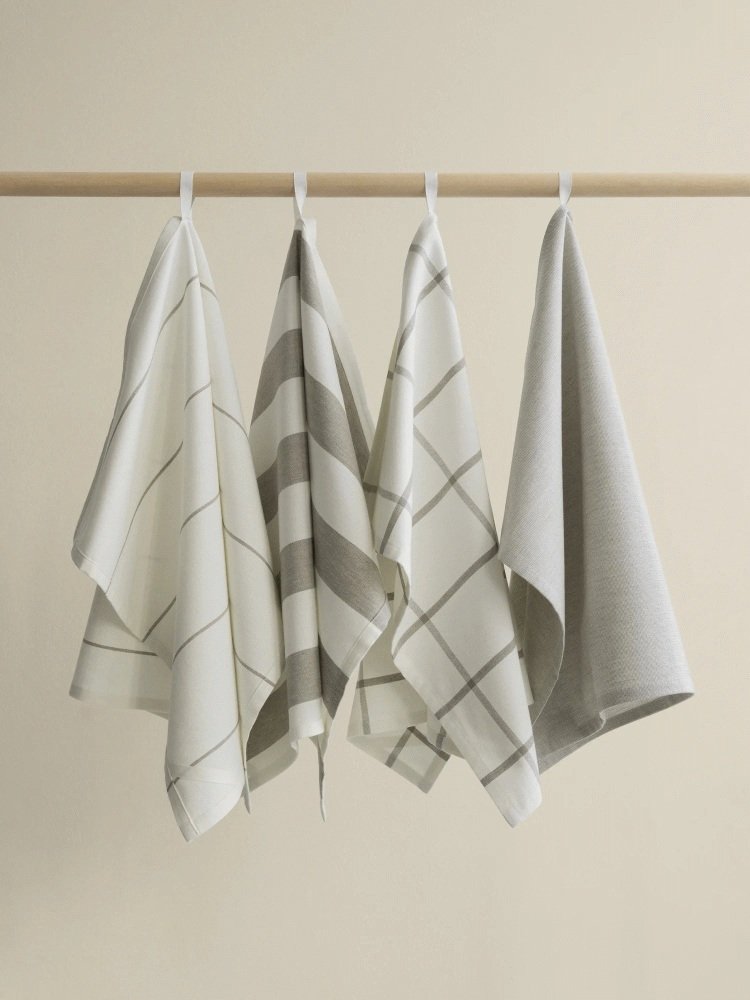 blomus TAULO Geschirrtuch 2er Set 50x70 cm, Wei�e/Trauertaube