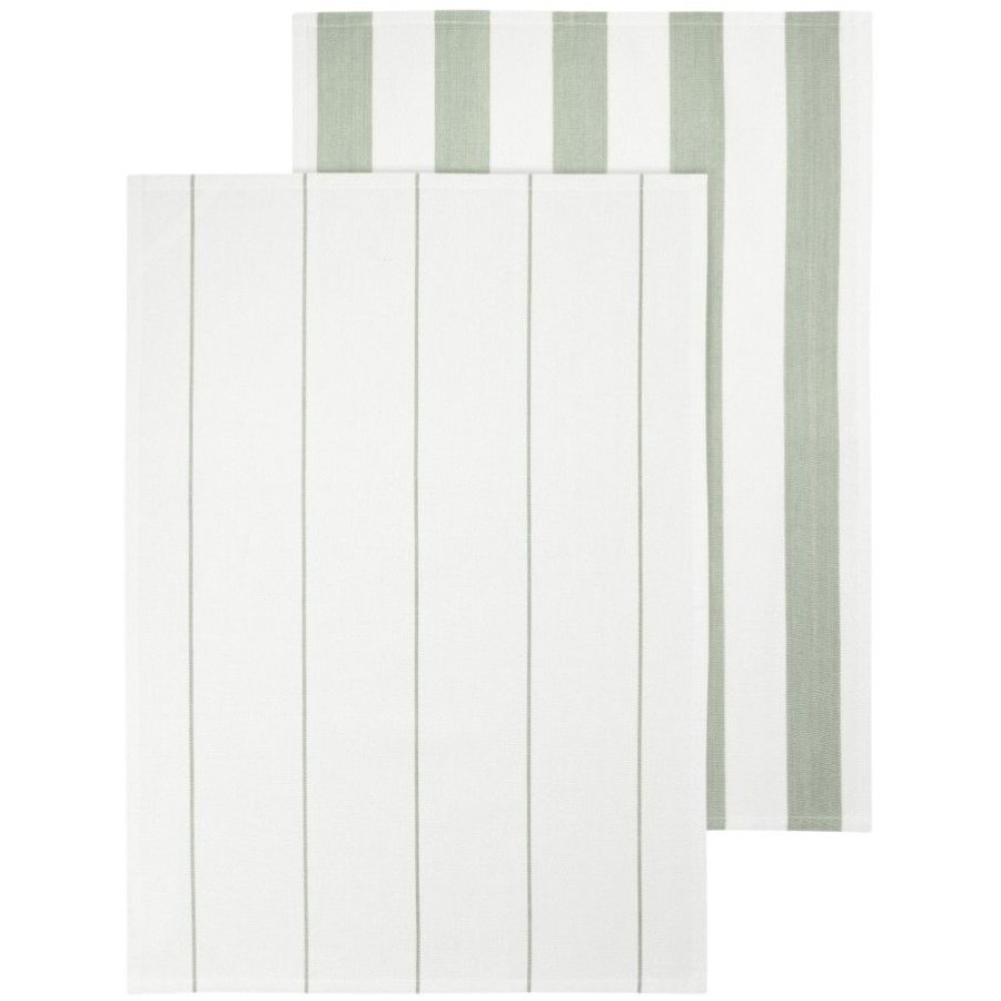 blomus TAULO Geschirrtuch Gestreift 2er Set 50x70 cm, Wei&szlig;er/W&uuml;stensalbei