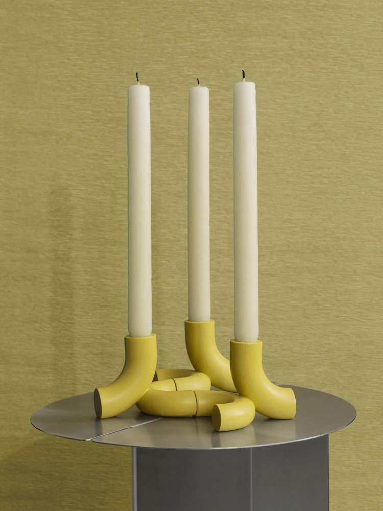 blomus DOODLE Kerzenst&auml;nder 2er Set H8 cm, Cream Gold