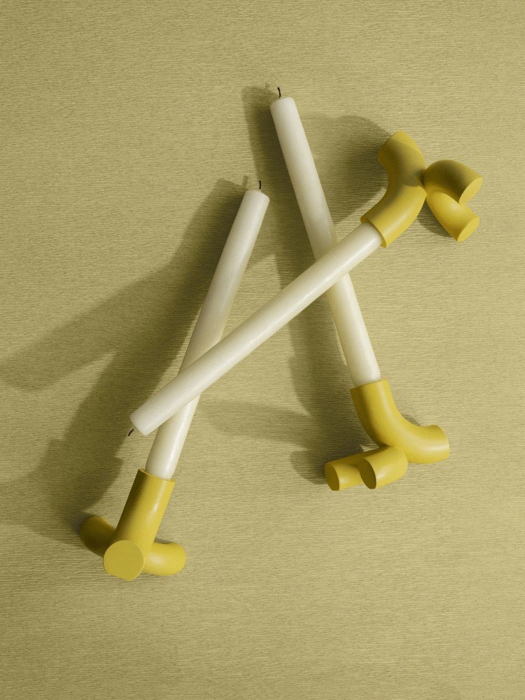 blomus DOODLE Kerzenst&auml;nder 2er Set H8 cm, Cream Gold