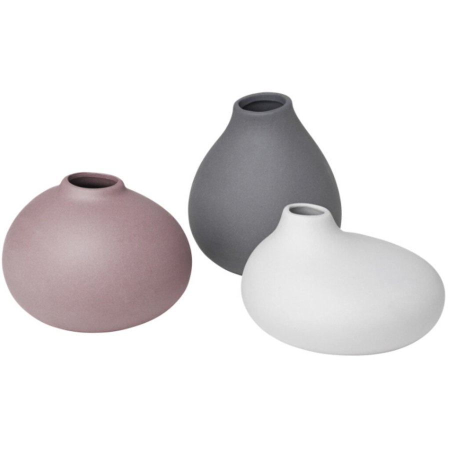 Blomus NONA Vase 3er Set, Bark/Micro Chip/Zinn