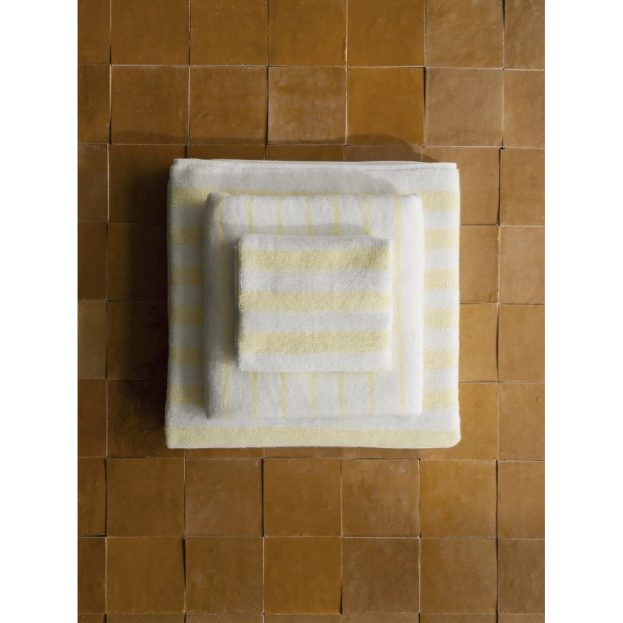 blomus ARTO Badeh�ndkl�de Tykke Striber 70x140 cm, Hvid/Transparent Yellow