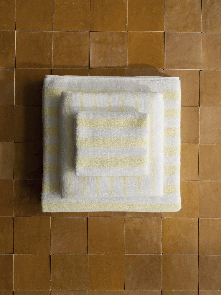 blomus ARTO Badeh�ndkl�de Tykke Striber 70x140 cm, Hvid/Transparent Yellow