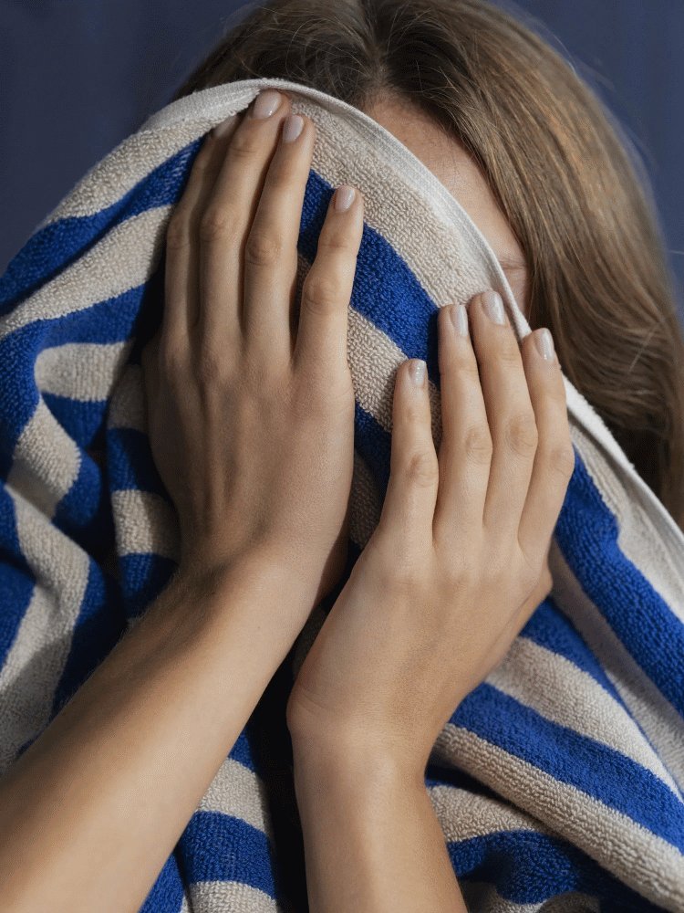 blomus ARTO Handtuch Dicke Streifen 50x100 cm, Mondschein/Mazarinblau