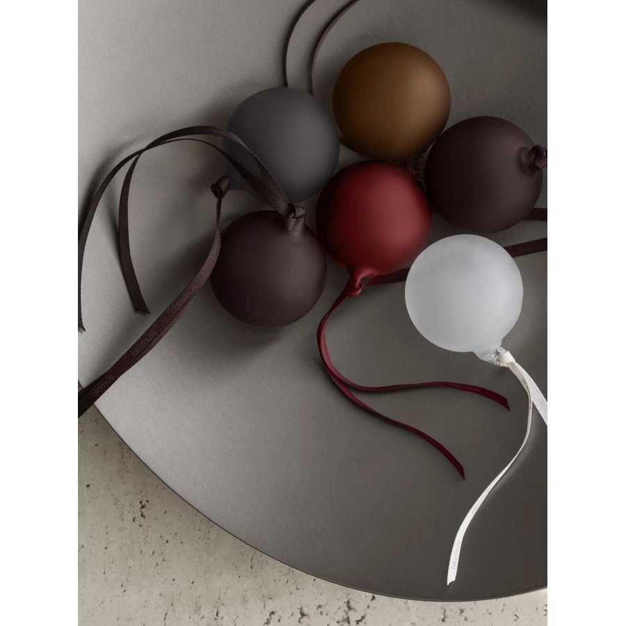 Blomus JUHLA Weihnachtskugel 6er Set, Port/Midnight Plum/Rustikales Braun