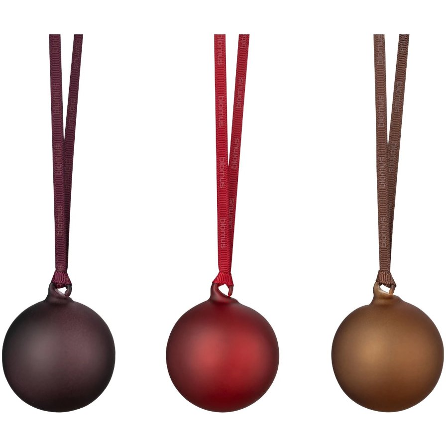 Blomus JUHLA Weihnachtskugel 6er Set, Port/Midnight Plum/Rustikales Braun