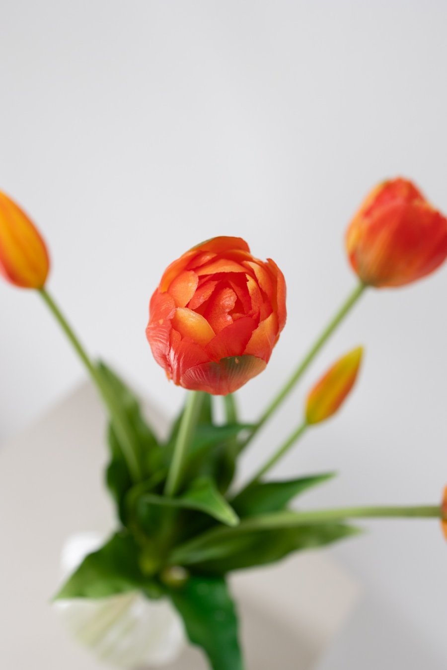 BLOOM OBJECTS Kunstige Fyldte Tulipaner Buket 40 cm, Orange