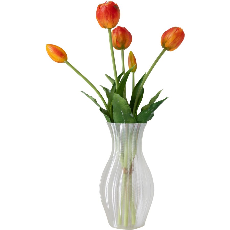 BLOOM OBJECTS Kunstige Fyldte Tulipaner Buket 40 cm, Orange