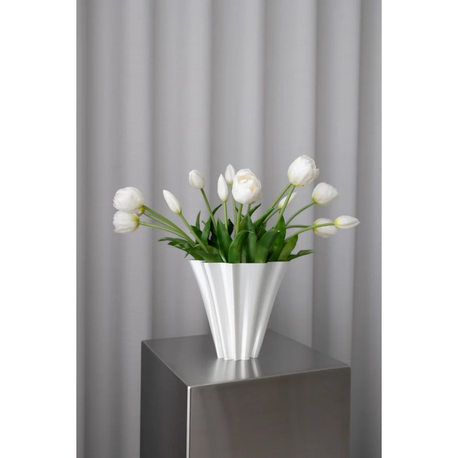 BLOOM OBJECTS Kunstige Fyldte Tulipaner Buket 3 Bundter 40 cm, Hvid