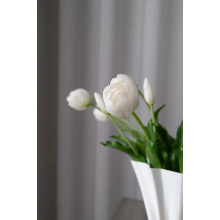 BLOOM OBJECTS Kunstige Fyldte Tulipaner Buket 3 Bundter 40 cm, Hvid