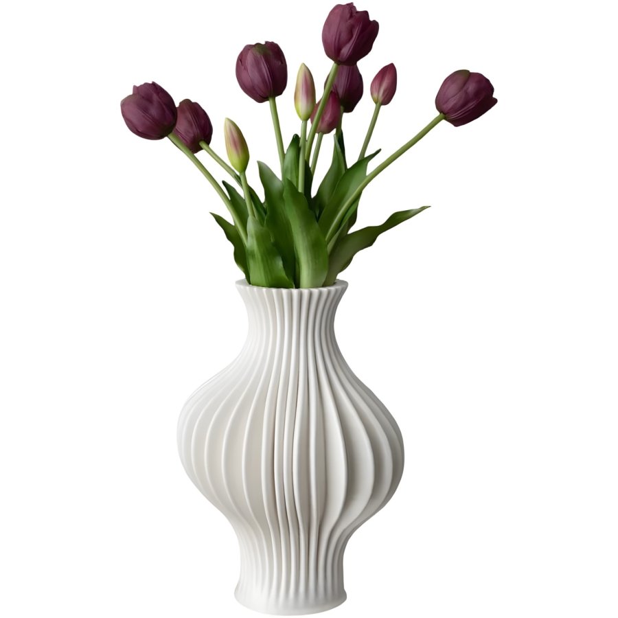 BLOOM OBJECTS Kunstige Fyldte Tulipaner Buket 2 Bundter 40 cm, Bordeaux