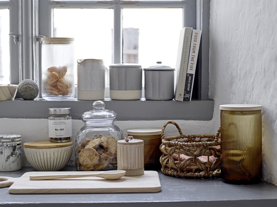Bloomingville Krukke m. Lg 21,5 cm, Brun Glas